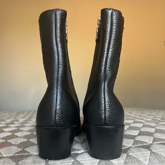 MODERN VICE Golden Bolt Black & Metallic Gold Leather Ankle Boots Size EU 35/US5 - Picture 12 of 16